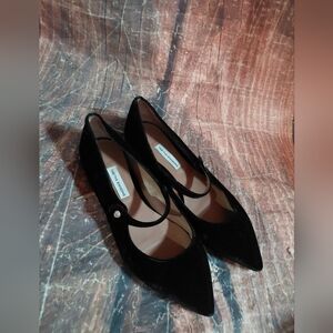 Black Velvet Women's Pointed Toe Flats